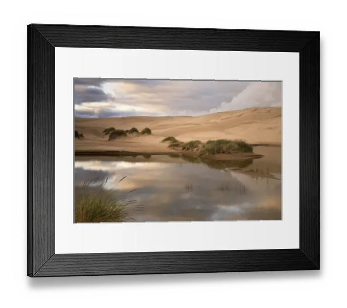 Framed Print : USA, Oregon, Siuslaw National Forest, Umpqua Dunes. Contrast of a lake next to sand dunes Framed Print : USA, Oregon, Siuslaw National Forest, Umpqua Dunes. Contrast of a lake next to sand dunes