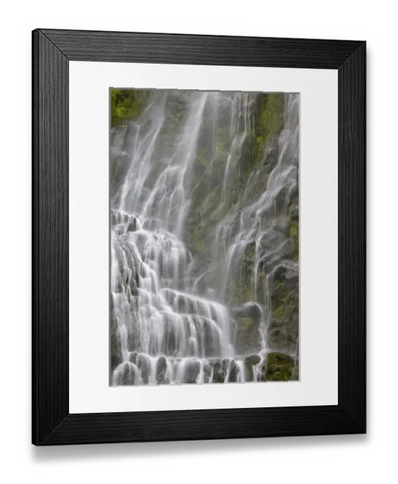 Framed Print : USA, Oregon, Willamette National Forest. View of Proxy Falls water cascading over Framed Print : USA, Oregon, Willamette National Forest. View of Proxy Falls water cascading over