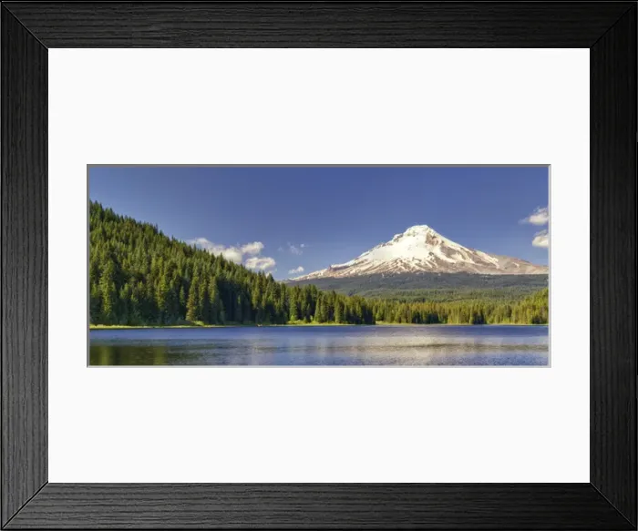 Framed Print : USA, Oregon, Hood River County. Mt. Hood rises high above Trillium Lake in the Mt