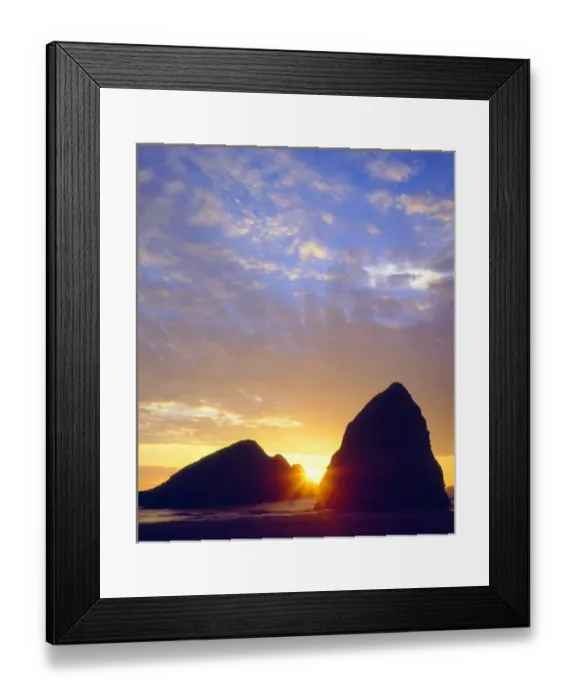 Framed Print : USA; Oregon. Sunset over Gold Beach on the Oregon Coast
