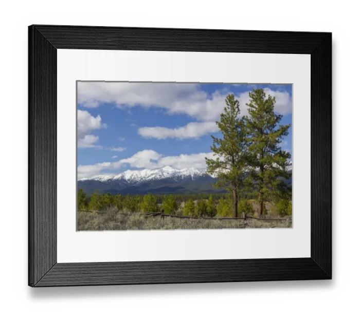Framed Print : USA, Oregon, Wallowa Whitman National Forest. Valley and snow-covered mountains. Credit as Framed Print : USA, Oregon, Wallowa Whitman National Forest. Valley and snow-covered mountains. Credit as