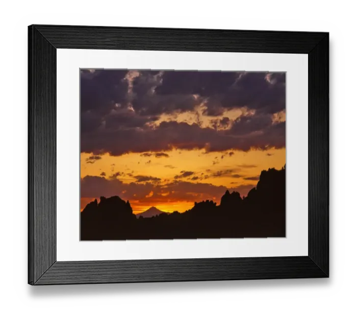Framed Print : USA, Oregon, Jefferson County. Sunset over Mt Jefferson and Smith Rock. Credit as Framed Print : USA, Oregon, Jefferson County. Sunset over Mt Jefferson and Smith Rock. Credit as