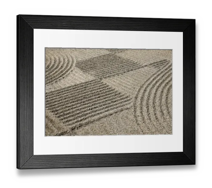 Framed Print : USA, Oregon, Portland. Zen patterns in sand
