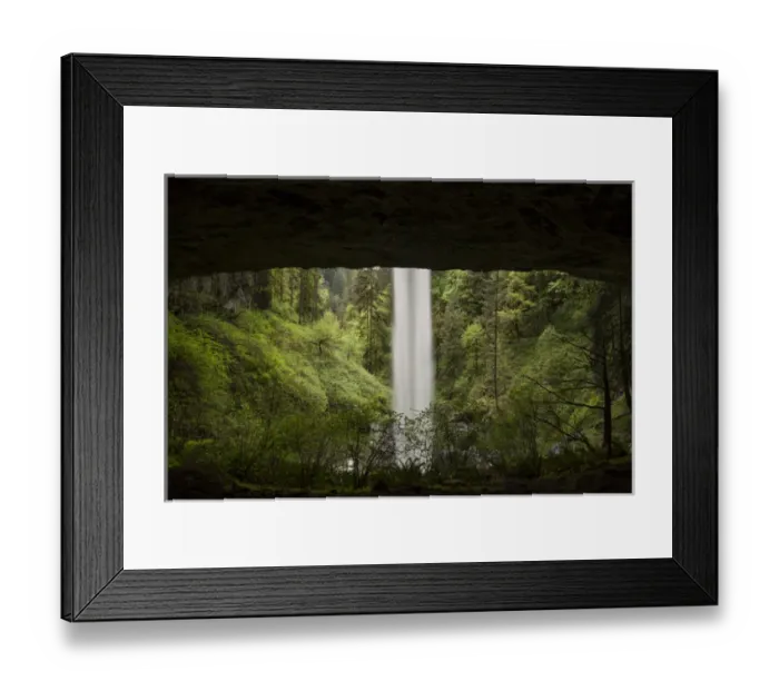 Framed Print : USA, Oregon, Silver Falls State Park. North Falls seen from inside cave. Credit as Framed Print : USA, Oregon, Silver Falls State Park. North Falls seen from inside cave. Credit as