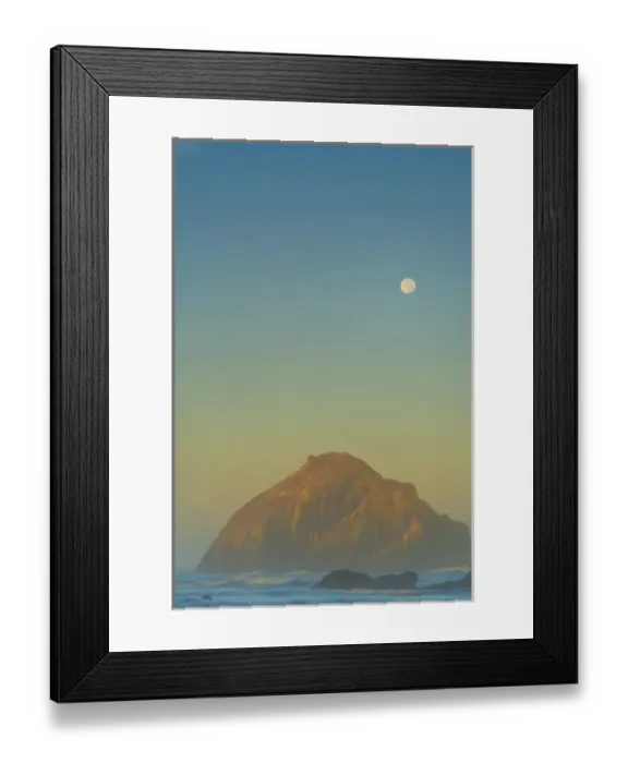 Framed Print : USA, Oregon, Bandon. Moonset and sea stack Framed Print : USA, Oregon, Bandon. Moonset and sea stack