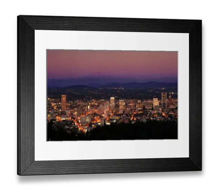 Framed Print : USA, Oregon, Portland. City overview and Mt Hood at sunset Framed Print : USA, Oregon, Portland. City overview and Mt Hood at sunset