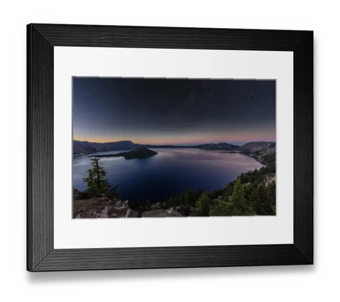 Framed Print : Night time stars over Crater Lake in Crater Lake National Park, Oregon, USA Framed Print : Night time stars over Crater Lake in Crater Lake National Park, Oregon, USA