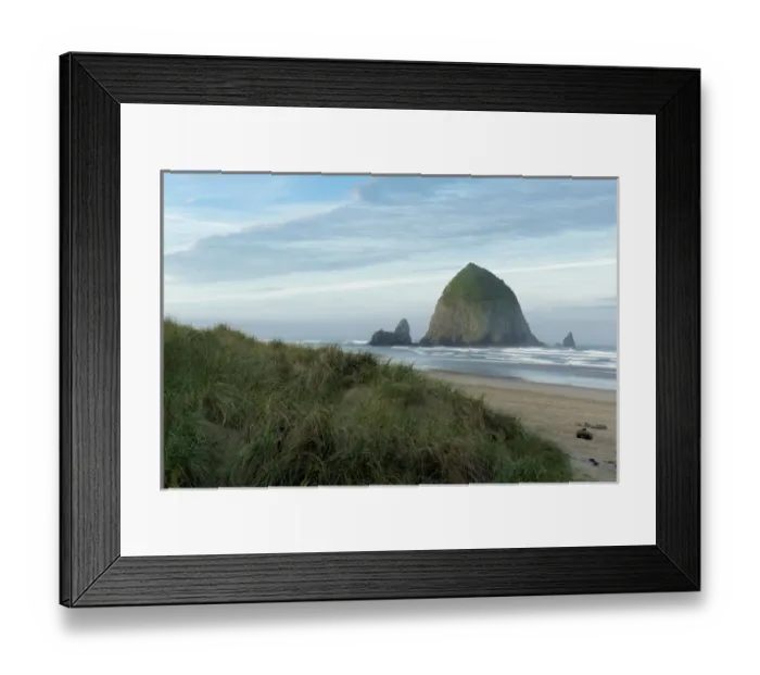 Framed Print : Hay Stack Rock on the sandy beach at Cannon Beach, Oregon Framed Print : Hay Stack Rock on the sandy beach at Cannon Beach, Oregon