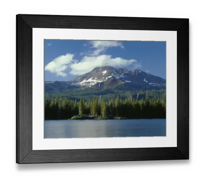 Framed Print : USA, Oregon, Deschutes National Forest, South side of Broken Top rises above coniferous forest Framed Print : USA, Oregon, Deschutes National Forest, South side of Broken Top rises above coniferous forest