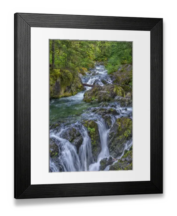 Framed Print : USA, Oregon, Willamette National Forest, Opal Creek Scenic Recreation Area, Multiple small falls Framed Print : USA, Oregon, Willamette National Forest, Opal Creek Scenic Recreation Area, Multiple small falls
