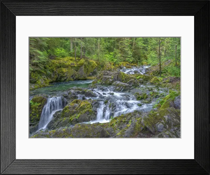 Framed Print : USA, Oregon, Willamette National Forest, Opal Creek Scenic Recreation Area, Multiple small falls Framed Print : USA, Oregon, Willamette National Forest, Opal Creek Scenic Recreation Area, Multiple small falls