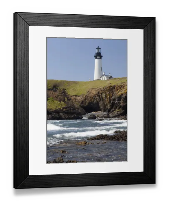 Framed Print : OR, Oregon Coast, Newport, Yaquina Head lighthouse, completed in 1873, 93 foot high