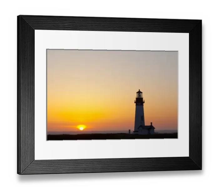 Framed Print : OR, Oregon Coast, Newport, Yaquina Head lighthouse at sunset, completed in 1873 Framed Print : OR, Oregon Coast, Newport, Yaquina Head lighthouse at sunset, completed in 1873