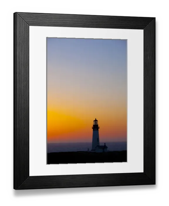 Framed Print : OR, Oregon Coast, Newport, Yaquina Head lighthouse after sunset, completed in 1873 Framed Print : OR, Oregon Coast, Newport, Yaquina Head lighthouse after sunset, completed in 1873