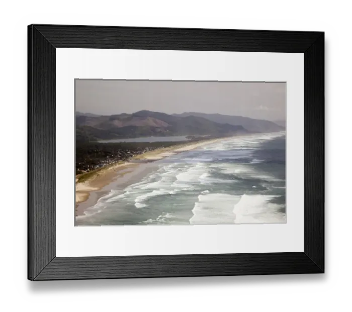 Framed Print : OR, Oregon Coast, Neahkahnie Beach and Manzanita and beach from viewpoint Framed Print : OR, Oregon Coast, Neahkahnie Beach and Manzanita and beach from viewpoint