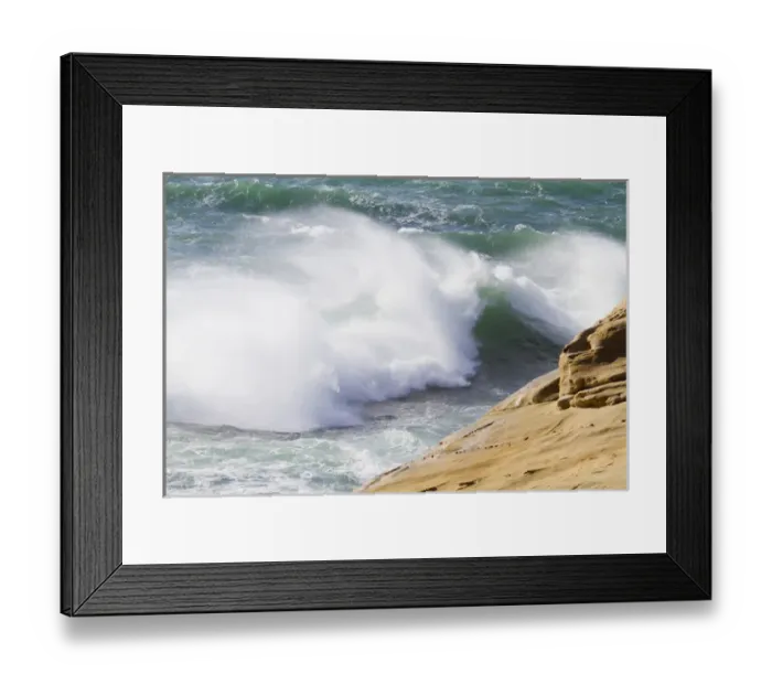 Framed Print : OR, Cape Kiwanda, Wind driven ocean waves