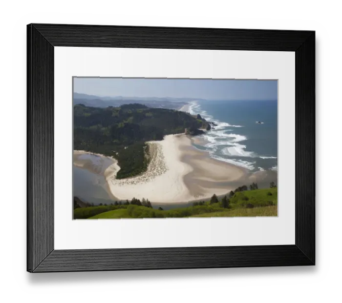Framed Print : OR, Cascade Head, view of beach and Salmon River