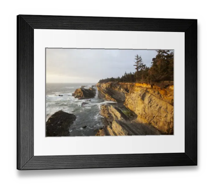 Framed Print : OR, Shore Acres State Park, sandstone cliffs and shore line Framed Print : OR, Shore Acres State Park, sandstone cliffs and shore line