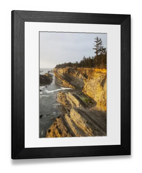 Framed Print : OR, Shore Acres State Park, sandstone cliffs and shore line Framed Print : OR, Shore Acres State Park, sandstone cliffs and shore line