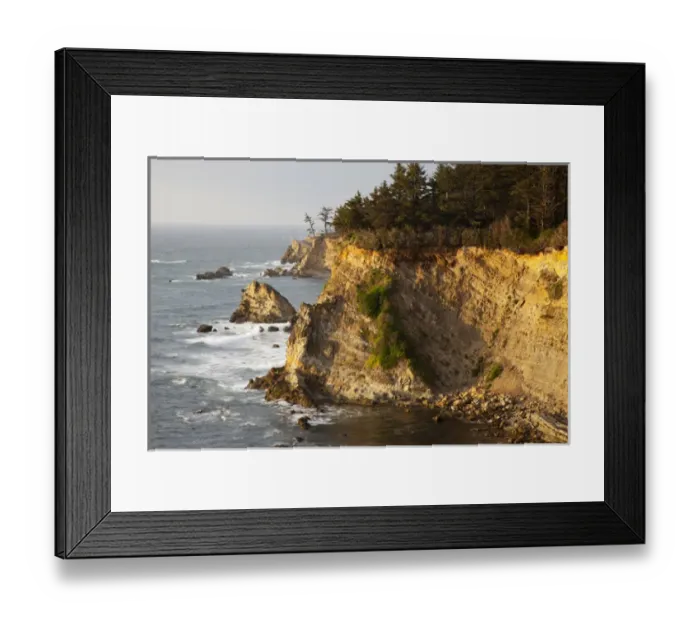 Framed Print : OR, Shore Acres State Park, sandstone cliffs and shore line Framed Print : OR, Shore Acres State Park, sandstone cliffs and shore line