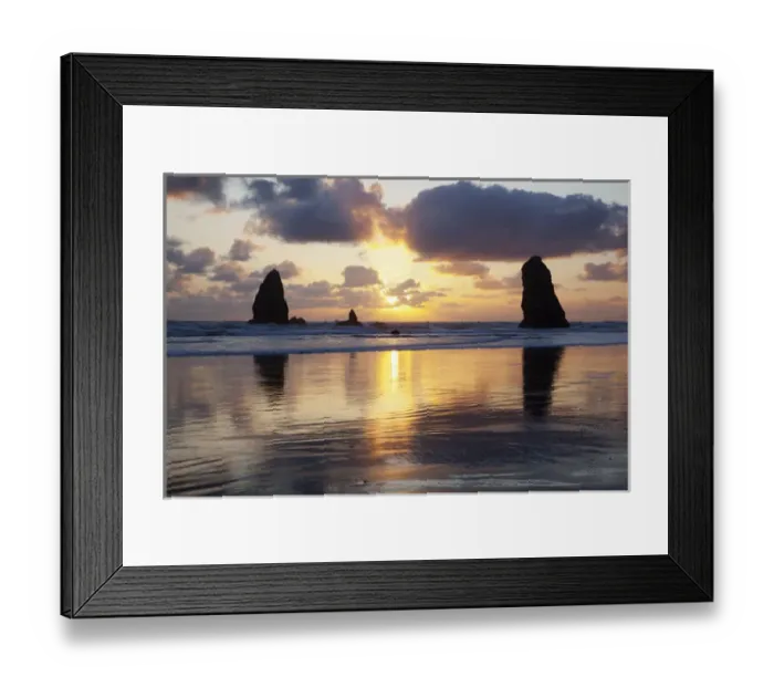 Framed Print : OR, Cannon Beach, seastacks at sunset Framed Print : OR, Cannon Beach, seastacks at sunset