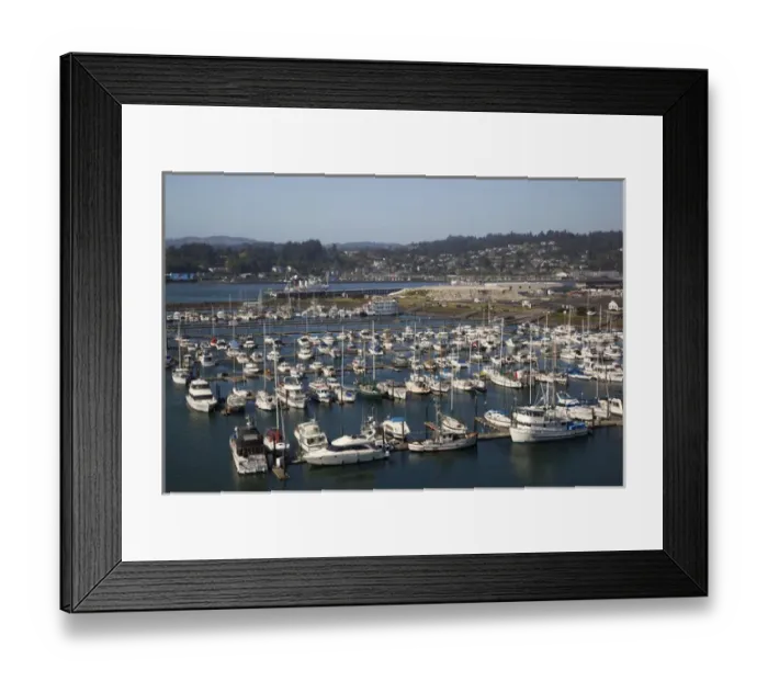 Framed Print : OR, Newport, Port of Newport from Yaquina Bay Bridge