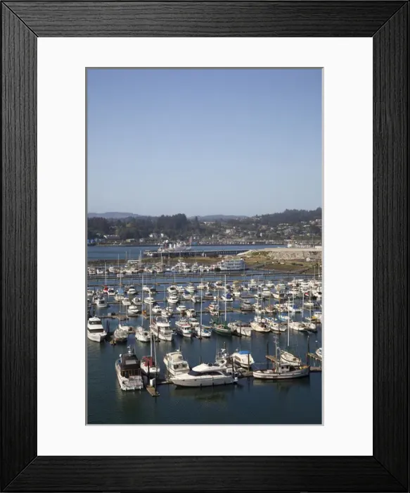Framed Print : OR, Newport, Port of Newport from Yaquina Bay Bridge