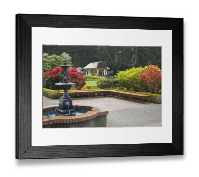 Framed Print : OR, Shore Acres State Park, Shore Acres Garden, Pavilion and fountain with rhododendrons Framed Print : OR, Shore Acres State Park, Shore Acres Garden, Pavilion and fountain with rhododendrons