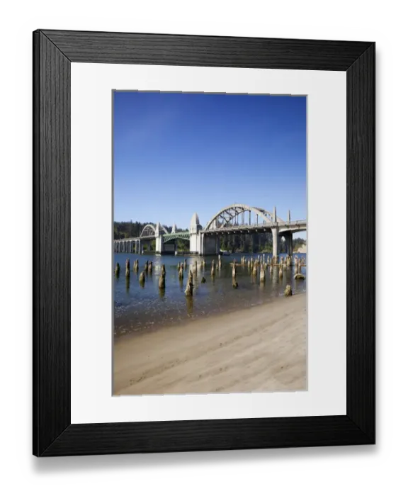 Framed Print : OR, Florence, Siuslaw River Bridge, built in 1936; on highway 101