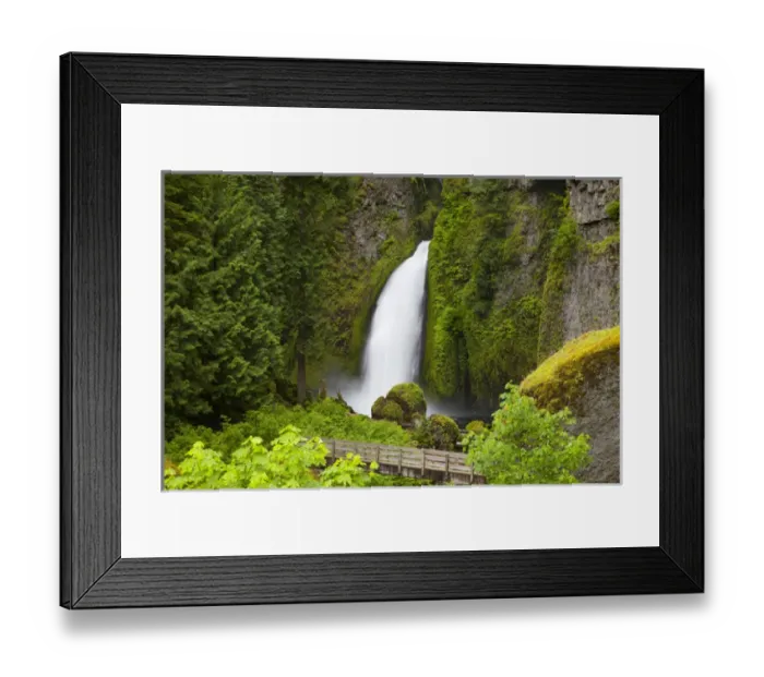 Framed Print : OR, Columbia River Gorge National Scenic Area, Wahclella Falls, Tanner Creek drops