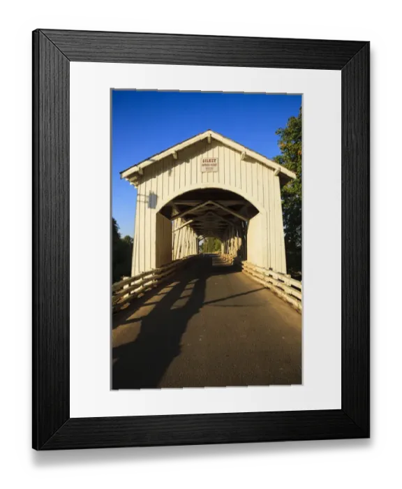 Framed Print : USA, Oregon, Scio, the Gilkey Bridge, covered bridge in early Autumn Framed Print : USA, Oregon, Scio, the Gilkey Bridge, covered bridge in early Autumn