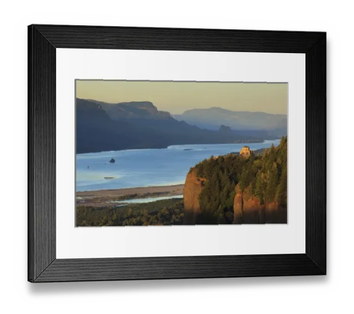 Framed Print : USA, Oregon, Columbia Gorge, Chanticleer Point, a Vista House at sunset Framed Print : USA, Oregon, Columbia Gorge, Chanticleer Point, a Vista House at sunset