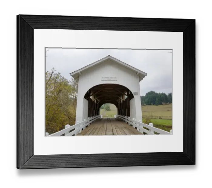 Framed Print : USA, Oregon, Kings Valley, Harris Bridge. Digital Composite, HDR Framed Print : USA, Oregon, Kings Valley, Harris Bridge. Digital Composite, HDR