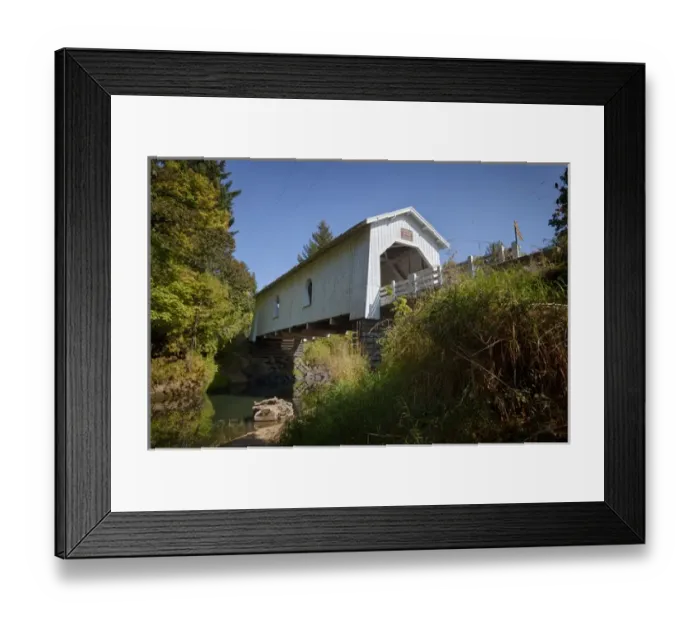 Framed Print : USA, Oregon, Scio, Hoffman Bridge across Crabtree Creek in early Autumn. Digital Composite Framed Print : USA, Oregon, Scio, Hoffman Bridge across Crabtree Creek in early Autumn. Digital Composite