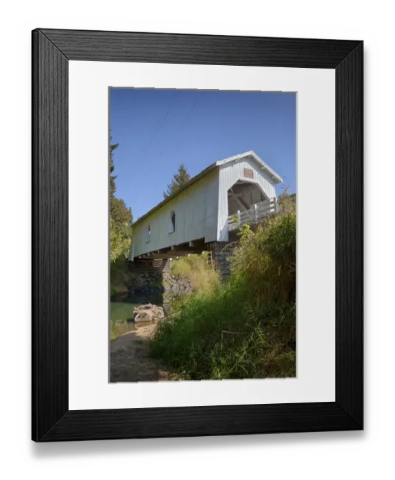 Framed Print : USA, Oregon, Scio, Hoffman Bridge across Crabtree Creek in early Autumn. Digital Composite Framed Print : USA, Oregon, Scio, Hoffman Bridge across Crabtree Creek in early Autumn. Digital Composite