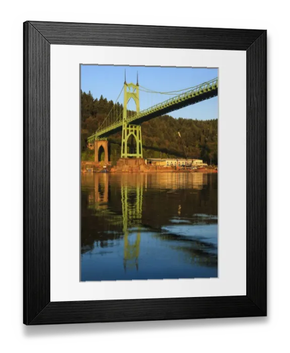 Framed Print : USA, Oregon, Portland, Cathedral Park, the St. Johns Bridge in the early morning Framed Print : USA, Oregon, Portland, Cathedral Park, the St. Johns Bridge in the early morning