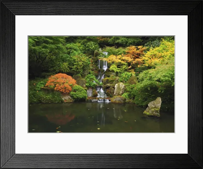 Framed Print : Waterfall in Autunn at the Portland Japanese Garden, Portland, Oregon, USA