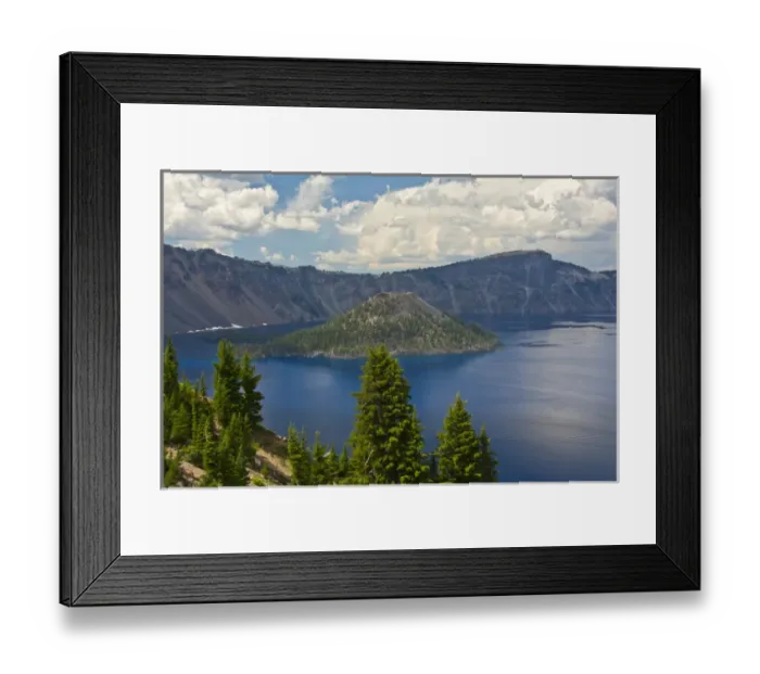 Framed Print : Crater Lake and Wizard Island; Crater Lake National Park; Oregon; USA