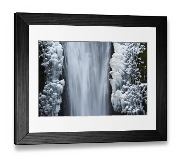 Framed Print : Lower Multnomah Falls; winter; Columbia Gorge; Oregon; USA