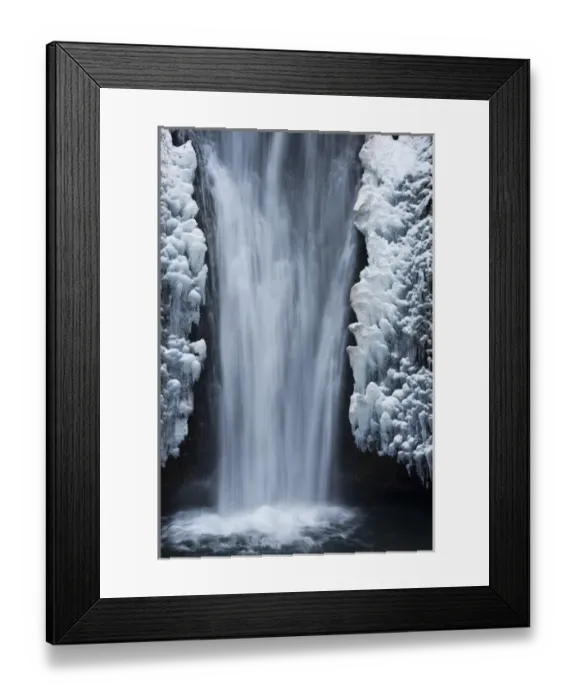 Framed Print : Lower Multnomah Falls; winter; Columbia Gorge; Oregon; USA