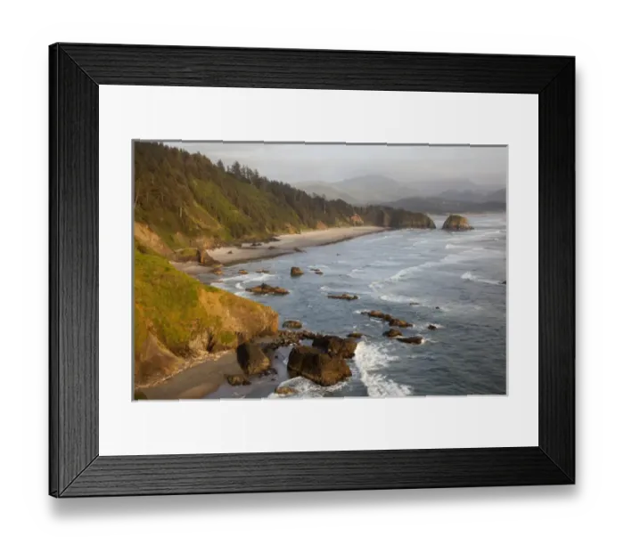 Framed Print : OR, Oregon Coast, Ecola State Park, Crescent Beach, Cannon Beach and Haystack Rock Framed Print : OR, Oregon Coast, Ecola State Park, Crescent Beach, Cannon Beach and Haystack Rock