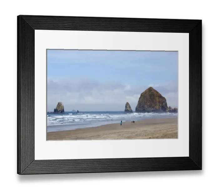 Framed Print : OR, Cannon Beach, Haystack Rock and fog