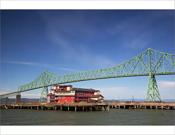 OR, Astoria, Astoria-Melger Bridge, with the Cannery Pier Hotel on the Columbia River