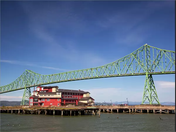 OR, Astoria, Astoria-Melger Bridge, with the Cannery Pier Hotel on the Columbia River