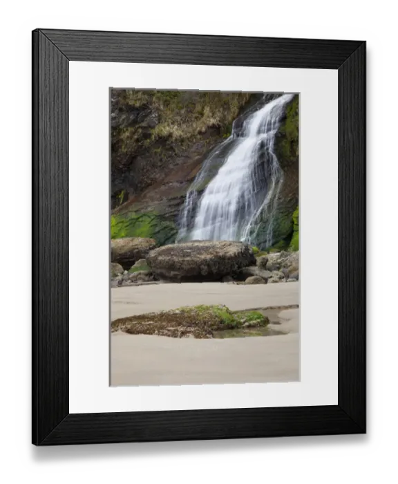 Framed Print : OR, Oregon Coast, Oswald West State Park, Blumenthal Falls, at Short Sand Beach