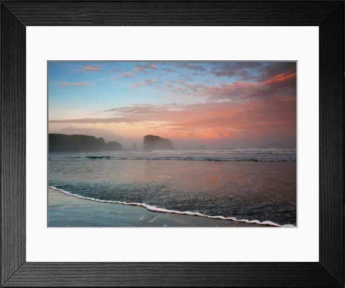Framed Print : Sunrise; sea stacks; Bandon; Oregon; USA
