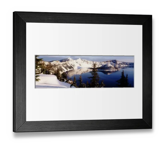 Framed Print : USA, Oregon, Crater Lake National Park, View of snow covered mountains with Crater lake Framed Print : USA, Oregon, Crater Lake National Park, View of snow covered mountains with Crater lake