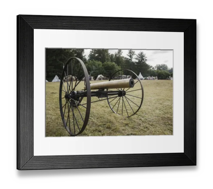 Framed Print : USA, Oregon, Brooks, Willamette Mission State Park, cannon in camp