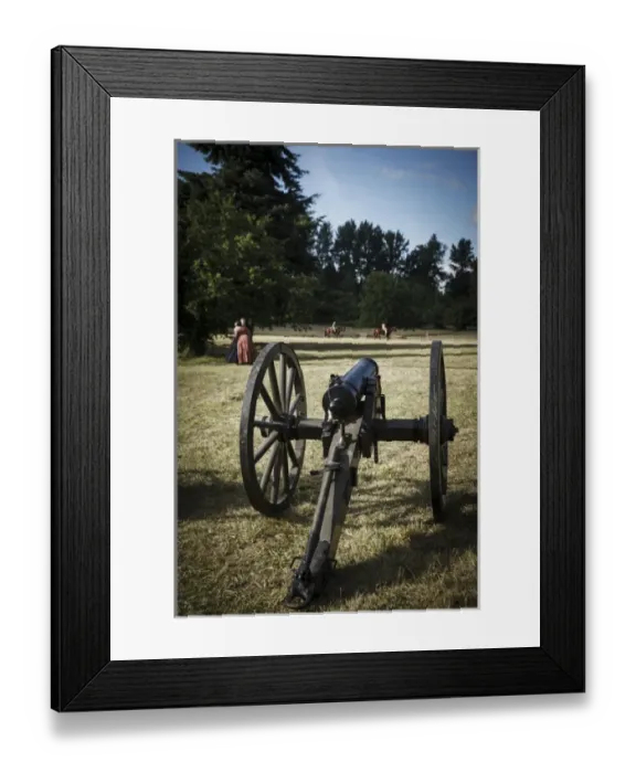 Framed Print : USA, Oregon, Brooks, Willamette Mission State Park, cannon in camp Framed Print : USA, Oregon, Brooks, Willamette Mission State Park, cannon in camp