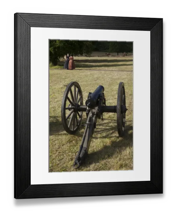 Framed Print : USA, Oregon, Brooks, Willamette Mission State Park, cannon in camp